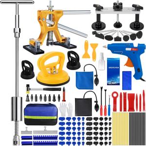 Dent Puller Kit Dent Remover Tool, Professional Paintless Dent Repair Kit for Cars, 2 In 1 T-Bar, Adjustable Dent Lifter, Bridge Puller Hammer Dent Removal Kit for Auto Body SUV Damage Diy Repair