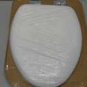 Mayfair Padded Toilet Seat with Chrome Hinges, Soft Vinyl over Wood Core Seat, Made in USA, Elongated, White