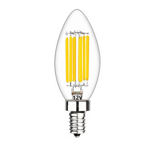 SHUWDKAR Low Voltage Bulbs 12 Volt Candelabra Base LED Bulbs, 12V Candelabra LED Light Bulb 6W (60W Equivalent) Soft White 3000K E12 Base DC 12V 24V, 1 Pack 