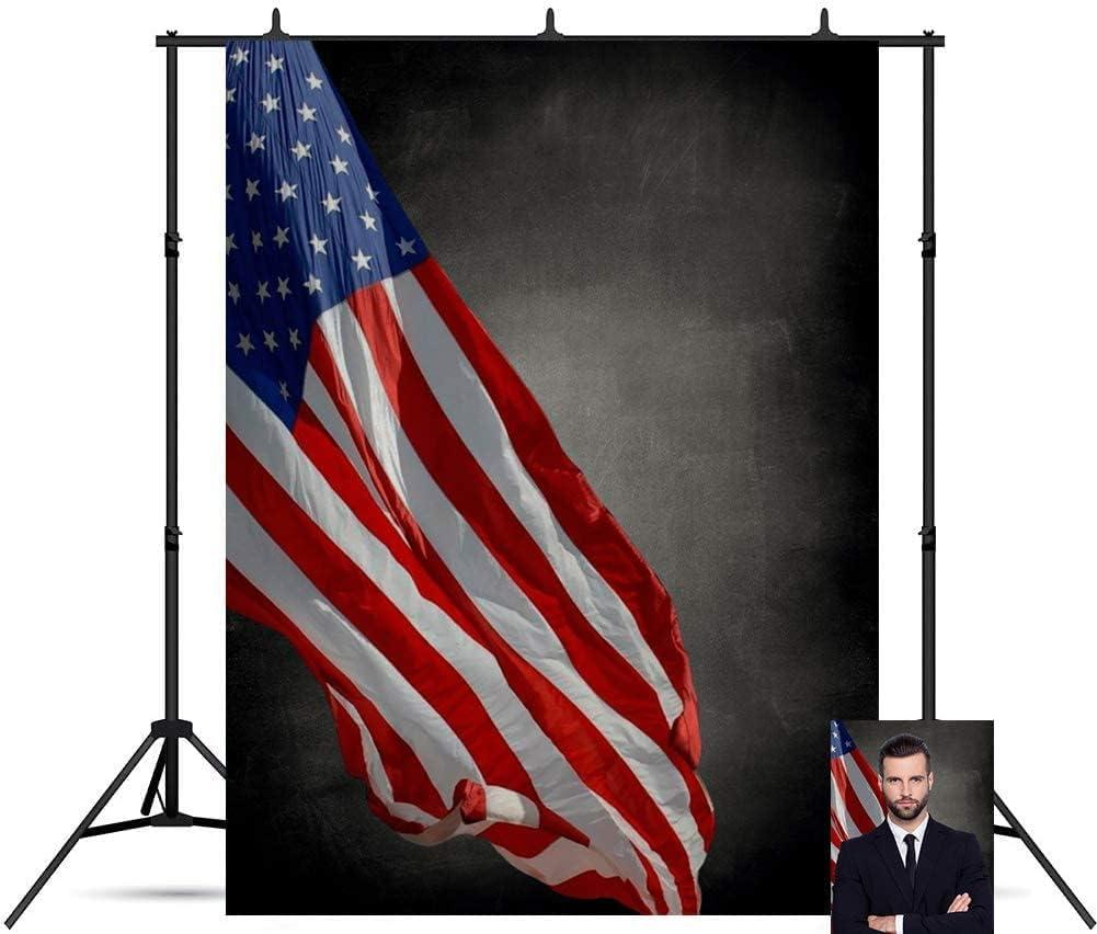 Lofaris American Flag Backdrop for Photography USA Flag Black Abstract Background Independence Day Patriotic Activity Party Decorations Official Portrait Photo Studio Props 6x9ft (9x6ft)