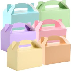 Skyygemm 48 Pcs Christmas Gable Gift Box 6 x 3.5 x 3.5 Inches Colorful Paper Candy Boxes Snack Goodie Cake Treat Boxes for Kids Holiday Birthday Baby Shower Party Favor(Pastel Color)
