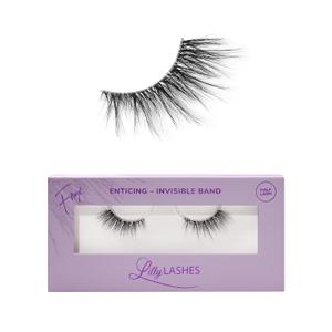 Lilly Lashes Sheer Band, False Eyelashes with Invisible Band Lashes, Half Lashes Natural Look, Half Lash Cateye Style, Reusable Eyelashes 20x, Lash Glue not Included, 13.5mm (Enticing)
