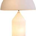 CraftThink Table Lamp White Glass Mushroom Shaped Desk Lamp Simple Style LED Night Table Light for Bedside Living Room Bedroom Office College Dorm Coffee Table Bookcase