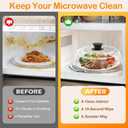 Glass Microwave Splatter Cover for Food with Microwave Place Mat - Sturdy Plate Guard Lid with Vent Holes and Easy-Grip Silicone Handle - BPA Free, Dishwasher Safe (Black)