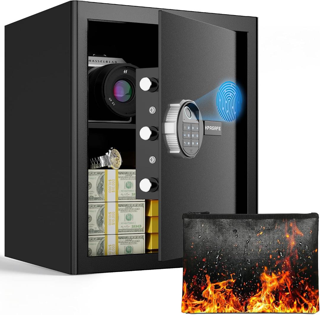 Biometric Safe with Fireproof Waterproof Bag, Small Safe 1.6 CuFt