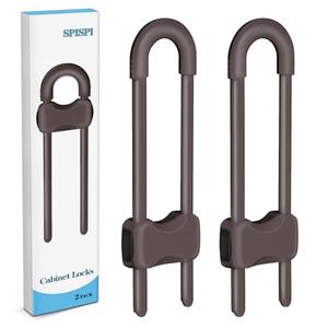 Baby Proofing Cabinets,Cabinet Locks for Babies,2 Pack U-Shaped Child Locks for Cabinets, Child Proof Cabinet Latches,Child Safety Cabinet Locks with Adjustable by SPISPI (Brown)