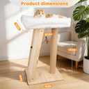 31.5" Cat Scratching Post, 3-in-1 Multifunctional Natural Pine Wood Cat Furniture, Tall Scratch Posts with Perch & Scratcher, Boxed with Hanging Bell Toy, Large