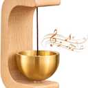 Wooden C-Shaped Wind Chime for Doors, Magnetic Shopkeepers Bell with Adhesive & Magnetic Mount - Wood Doorbell for Refrigerator/Room/Porch/Garden/Backyard/Home Gift