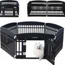 Pet Playpen Foldable Gate for Dogs Heavy Plastic Puppy Exercise Pen Indoor Outdoor Small Pets Fence Puppies Folding Cage 6 Panels for Puppies and Small Dogs House Supplies (Black 6*Panel)