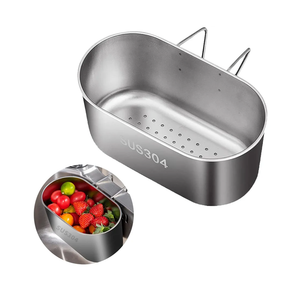 Stainless Steel Sink Drain Strainer Basket, Multifunction Hanging Sink Strainer Colander Drain Basket, Kitchen Sink Food Waste Filter and Vegetables Fruits Clean