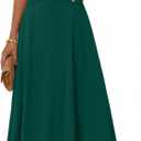 MEROKEETY Women's Formal Halter Maxi Dress 2026 Summer Backless Sleeveless V Neck Ruched Cocktail Wedding Guest Dresses (Green, M)