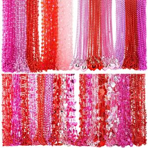 Ecally 480 Pcs Valentine's Day Heart Shaped Bead Necklace Bulk Pink Red Heart Bachelorette Party Necklaces for Valentine's Day Accessories Bachelorette Party Favors Decorations Gift, 11 Styles