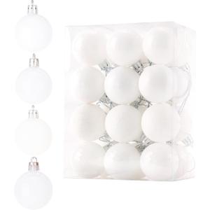 Christmas Ball 24ct 1.57 Inches White Mini Xmas Hanging Ornaments for Trees Wreath Garland Wedding Party Home Office Shop Decorations
