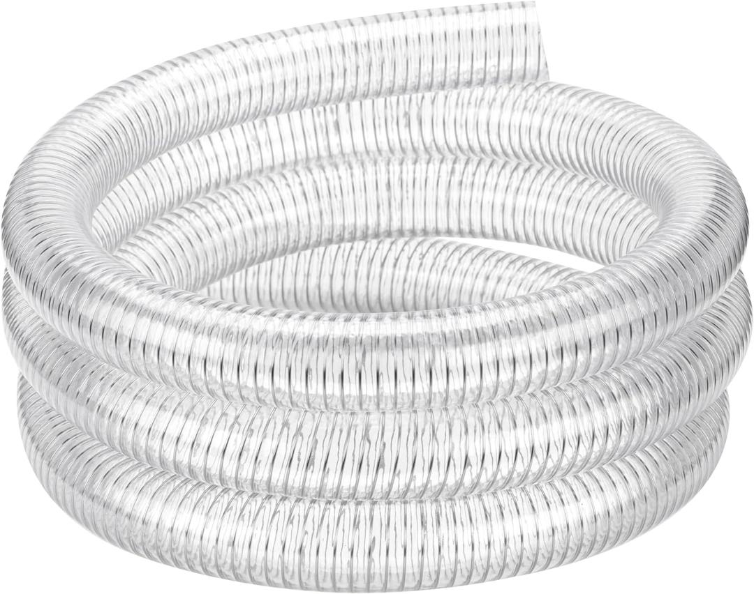 1"id-10ft PVC Reinforced Tubing Steel Wire Suction Flexible Hose Vinyl Tubing Heavy Duty PVC Vacuum Hose Drain Fuel Oil Gas Water for Marine Bilge Pump Pond Spa