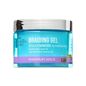 KISS COLORS & CARE Braid Gel Maximum Hold, 6 oz -Nourishing, Adds Shine, Moisture Boosting, Lasting Hold, For All Hair Types, Style and Stregthen, For Protective Styles