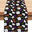 Halloween Ghost Table Runner 13x72 Inches, Black Boo Holiday Indoor Outdoor Table Decoration for Home Decor, Halloween Party Decoration Spooky Table Decor for Kitchen Dining Fireplace