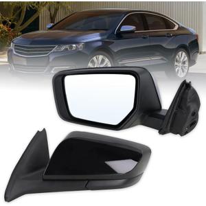 Left Driver Side Mirror Compatible With 2014 2015 2016 2017 2018 2019 Chevy Impala With Manual Folding Power Glass Black Replace#22936946(3Pins)