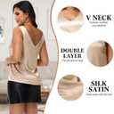 Geyoga 2 Pack Womens Silk Satin Tank Tops V Neck Blouses Sleeveless Casual Tank Shirts Cami Shirt Basic Camisole (L)