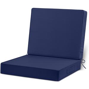 22x22 Outdoor Cushions for Patio Furniture, Waterproof Outdoor Chair Cushions with Non-Slip Ties and Handle, Washable Deep Seat Cushions for Outdoor Furniture with Removable Cover, Navy