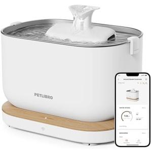 PETLIBRO Cat Water Fountain, App Monitoring Pet Fountains for Cats Indoor with Stainless Steel Tray, 2.5L/84oz Dockstream Automatic Water Dispenser for Drinking, 2.4G Wi-Fi Smart Bowl Inside