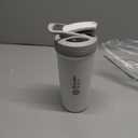 BlenderBottle Strada Shaker Cup Insulated Stainless Steel Water Bottle with Wire Whisk, 24-Ounce, White