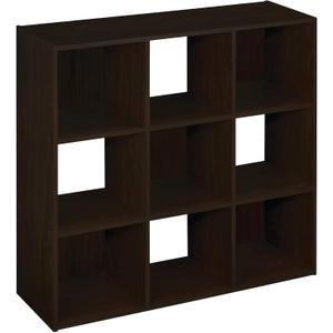 ClosetMaid 9 Cube Laminated Wood Stackable Open Bookcase Display Shelf Organizer for Household, Living Rooms, and Studies, Espresso