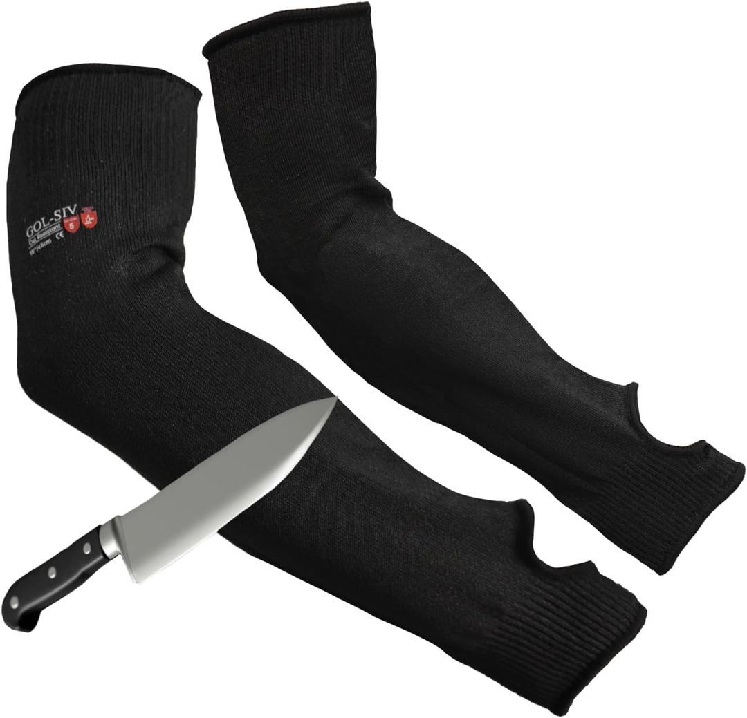 Arm Protectors For Thin Skin And Bruising, Cut Resistant Sleeves For Men Women, A5 Level Farmer Sleeves For Gardening, Welding, Kitchen (Black, 17.7 In)