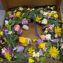 LLZLL Spring Wreath 22 inch Indoor Summer Wreaths Artificial Spring Wreaths for Front Door, Tulip Wreath with Daisy and Lavender for Home Holiday Decor