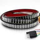 Tailgate Light Bar 60 Inch Triple Row Tail Light bar for Pickup Trailer SUV RV Van Full Function Red Brake White Reverse Amber Turn Signal Double Flash Light No Drill Install (60inch)