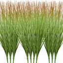 Geosar 10 Pack Artificial Plants 27 Inch Tall Onion Grass Greenery Fake Grass Faux Greenery Stems Artificial Shrubs for Outdoors Plastic Small Bushes for Office Room Gardening Indoor(Green)