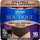 Always Discreet Boutique Incontinence and Postpartum Underwear for Women, Maximum Protection, Extra Large, Black, 16 Count