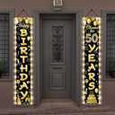 50th Birthday Party Banner Lighted Decorations for Women Men 50 Year Old Lighted Door Banners Black Gold Cheers to 50 Years Birthday Party Supplies Porch Sign with LED Light for Outside Light Decor