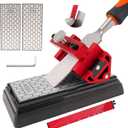 Chisel Sharpening Kit with Honing Guide & 400/1000 Grit Diamond Stone, Woodworking Sharpening Jig for Chisels & Plane Blades, Angle Guide, Non-Slip Base & Bag