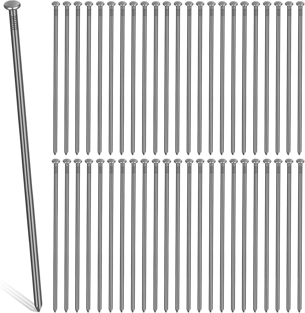 Nuenen 100 Pack 12 Inch Heavy Duty Landscape Stakes Metal Landscape Anchoring Spikes Garden Ground Spikes for Artificial Turf Nails Weed Barrier Paver Edging Timber Carpentry Tent Camping, Black