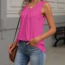 Zeagoo Womens Tank Tops Summer Sleeveless Loose Fit Tops V Neck Pleated Shirts Basic Tees Dressy Casual Trendy Clothes (Pink, XL)