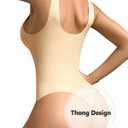 High Waisted Shapewear for Women Seamless Shaping Bodysuit Firm Thong Shapewear Tummy Control Bodysuits for Women (Small)