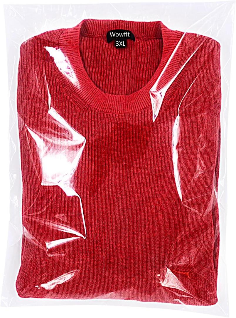 Wowfit 100 Count 14x20 Inch Clear Cellophane Plastic Bags, Resealable Self-Sealing Cello Bags Great for Packaging Clothing, Shirts, Decorative Wrappers, Party Favors, Artwork and More
