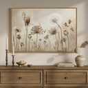 Framed Vintage Neutral Rustic Botanical Floral Dandelion Wall Art, 24x36 In 4.4/5