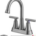 Bathroom Faucets for Sink 3 Hole, Hurran 4 inch Brushed Grey Bathroom Sink Faucet with Pop-up Drain and Supply Hoses, Stainless Steel Lead-Free Centerset Touch On Faucets for Vanity RV