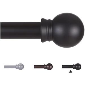 Thestoa Curtain Rods for Windows 48 to 84-92 inch, 5/8" Matte Black Curtain Rods, Stainless Steel Small Curtain Rods for Bedroom, Living Room,Kitchen,Farmhouse, Outdoor Curtain rod Black