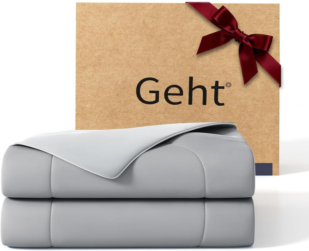 Cooling Comforter, Cooling Blanket for Hot Sleepers and Night Sweats, Double-Sided Cool Breathable Soft Lightweight Blanket, All Season Bedding Comforter, (Mist Light Grey, Queen, (90"x90")