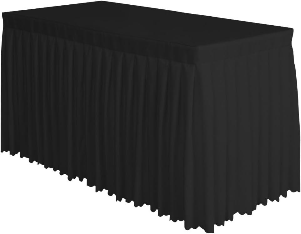 Surmente Black Table Skirt for Rectangle Tables-14ft Black Skirting for Teacher Desks, Weddings, Banquets, or Parties