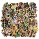 Vintage Retro Girl Sailor Stickers, 50pcs Traditional American Style Sticker Decal Pack for Water Bottles, Laptops, Skateboards Motorcycle with Vinyl Waterproof PVC