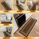 Ottomanson Kitchen Runner Rug 20" x 53" Non Slip Rubber Backed Kitchen Rug Runner for Sink Area, Laundry Room, Entryway, Low Pile Indoor Floor Runner, Border Brown