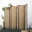 Furnnylane 6 Panel Bamboo Room Divider – 5.6 ft Tall Double-Sided Folding Privacy Screen, Freestanding Wall Partition for Home Office & Bedroom, Gray Brown Woven Texture, Easy Setup (67" H x 94.5" W)