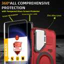 2 x for Samsung Galaxy S23 Case Magnetic Compatible with MagSafe Support Wireless Charger,Built-in Camera Cover Kickstand+with Screen Protector,Military Grade Drop Full-Body Phone Protection Red