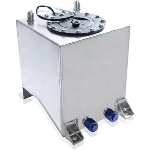 Universal 2.5 Gallon 10L Fuel Cell Tank with Cap and Level Sender Polished Aluminum Silver