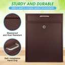 Yaocom Locking Mailbox with Key for Outdoor 18 x 15 x 7 Inches Large Wall Mount Mail Box with Lock Security Mail Drop Metal Collection Boxes Hanging Secure Postbox (Brown)