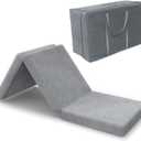 SINWEEK Tri Folding Topper with Storage Bag 3.8" Foldable Topper Foam Topper Floor Cot Topper, Guset Mat with Machine Washable Cover and Waterproof Lining, CertiPUR-US Certified 31 x 75 Inch