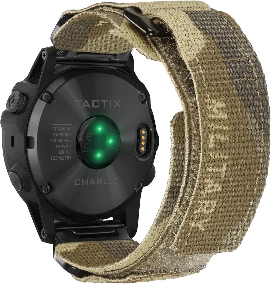 Compatible With Garmin, Watch Band, Camouflage Super Rugged Nylon Sports Strap With Woven Loop Design, For fnix/Forerunner/Vivoactive/Approach/MARQ/quatix/D2 Series Tough Replacement Band For Men